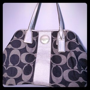 COACH DENIM LOGO BUCKET BAG